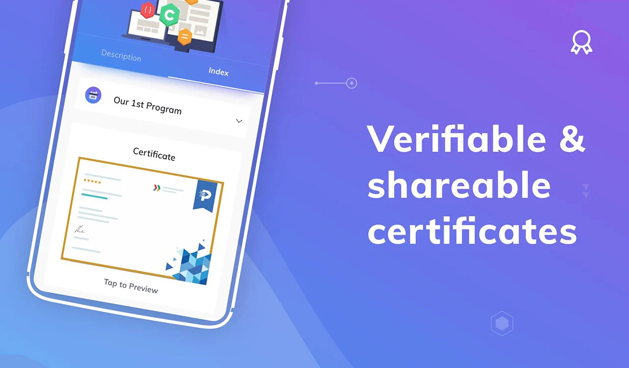 Programming Hub Mod Apk Verifiable & shareble certificates